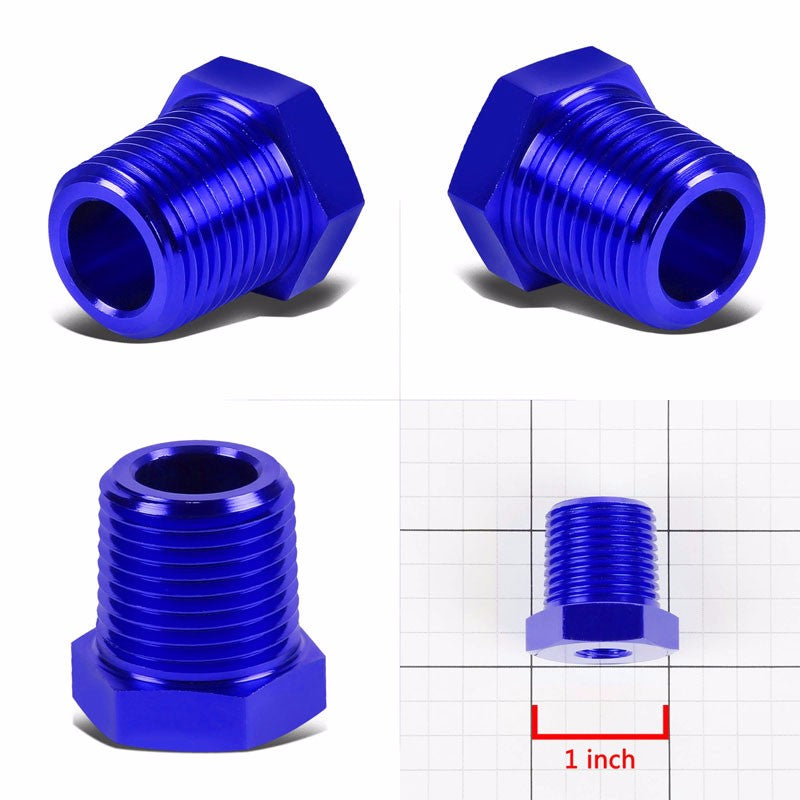 Blue Aluminum 1/8" Female-1/2" Male NPT Bushing Oil/Fuel Reducer Fitting Adapter BuildFastCar
