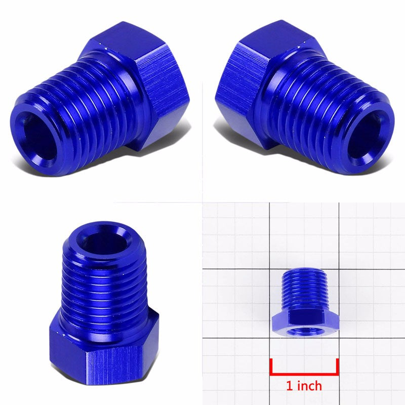 Blue Aluminum 1/4" Female-3/8" Male NPT Bushing Oil/Fuel Reducer Fitting Adapter BuildFastCar