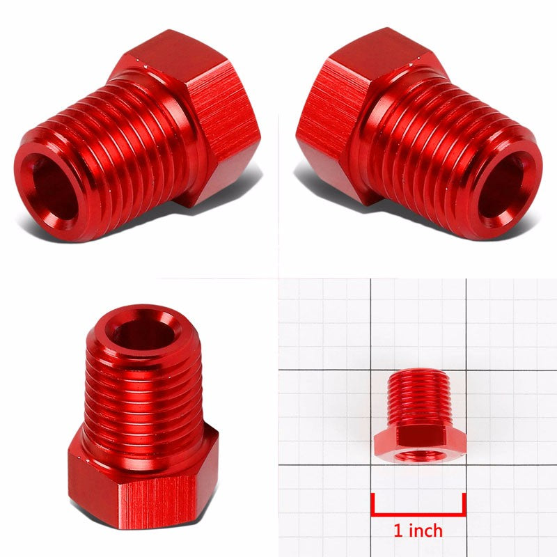 Red Aluminum 1/4" Female-3/8" Male NPT Bushing Oil/Fuel Reducer Fitting Adapter BuildFastCar