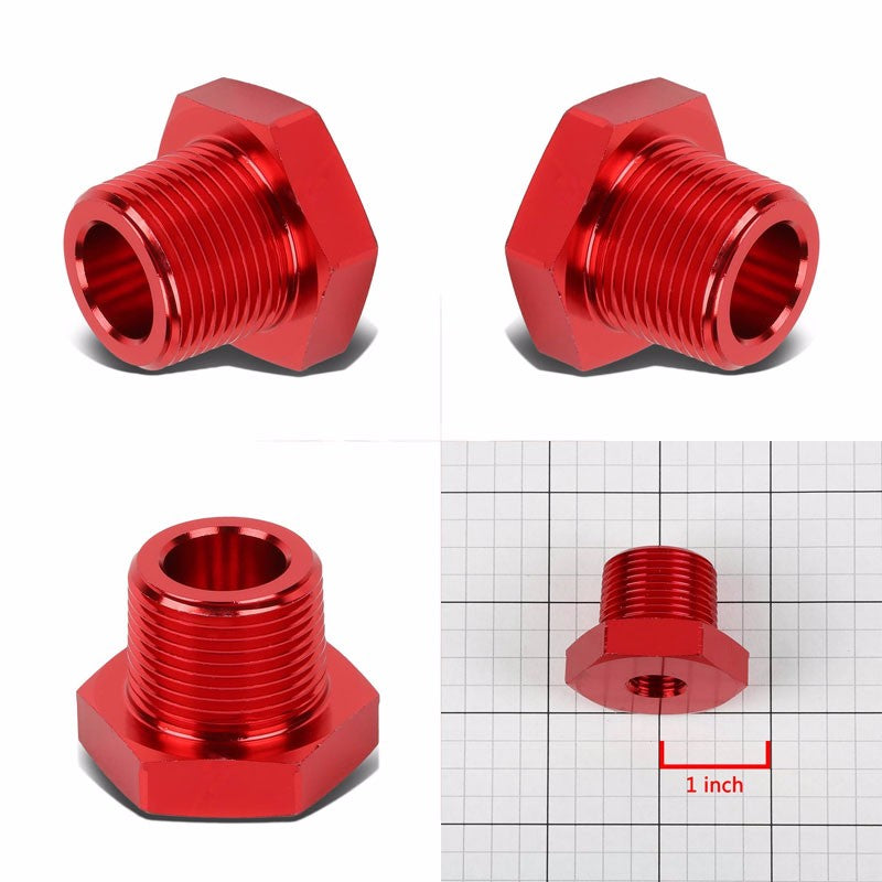 Red Aluminum 1/4" Female-3/4" Male NPT Bushing Oil/Fuel Reducer Fitting Adapter BuildFastCar