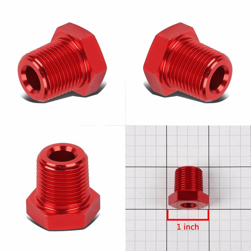 Red Aluminum 1/8" Female-3/8" Male NPT Bushing Oil/Fuel Reducer Fitting Adapter BuildFastCar