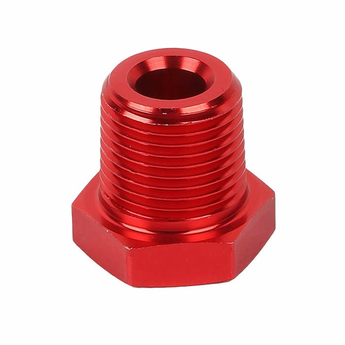 Red Aluminum 1/8" Female-3/8" Male NPT Bushing Oil/Fuel Reducer Fitting Adapter BuildFastCar