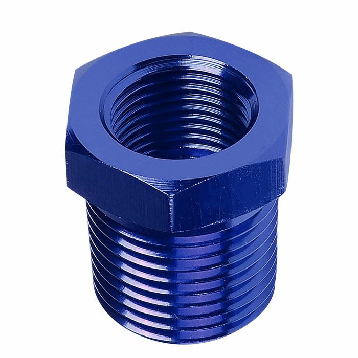 Blue Aluminum 3/8" Female-1/2" Male NPT Bushing Oil/Fuel Reducer Fitting Adapter BuildFastCar