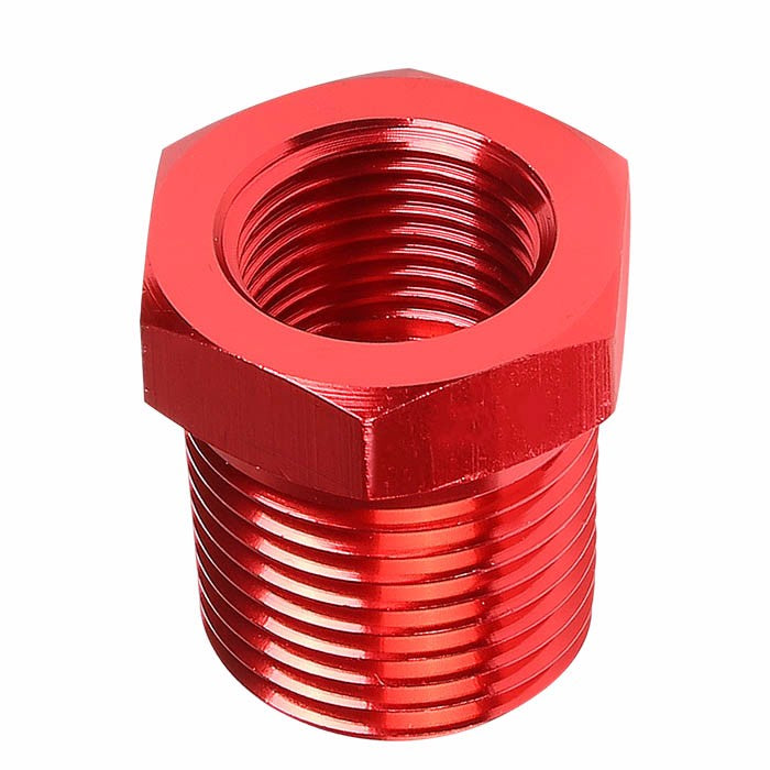 Red Aluminum 3/8" Female-1/2" Male NPT Bushing Oil/Fuel Reducer Fitting Adapter BuildFastCar
