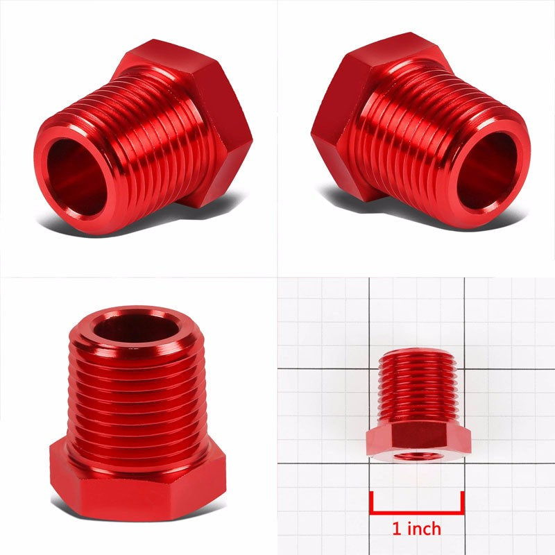 Red Aluminum 1/4" Female-1/2" Male NPT Bushing Oil/Fuel Reducer Fitting Adapter BuildFastCar