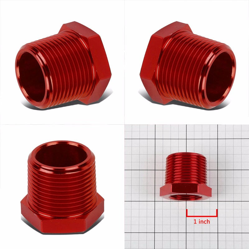 Red Aluminum 3/4" Female-1" Male NPT Bushing Oil/Fuel Reducer Fitting Adapter BuildFastCar