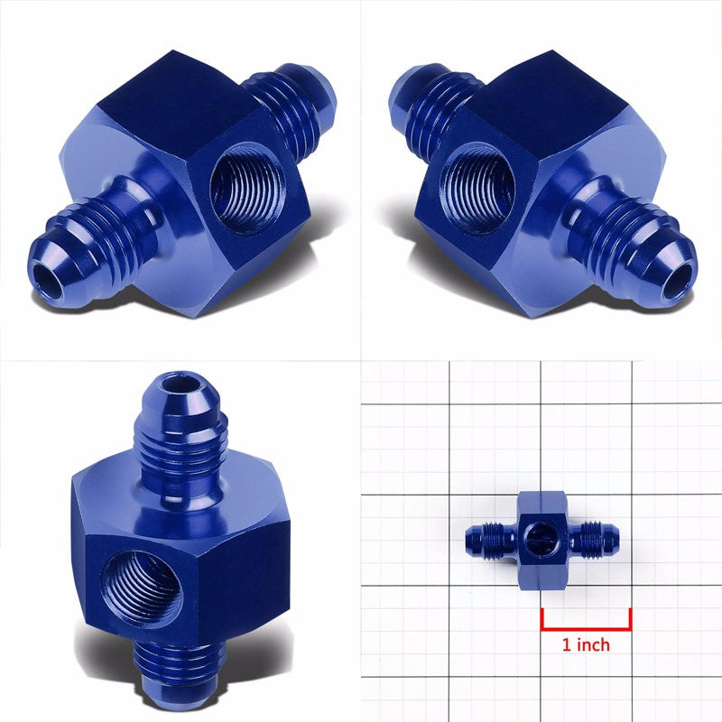 Blue Aluminum Male Flare Union 1/8" NPT Side Port Pressure 4AN Fitting Adapter BuildFastCar