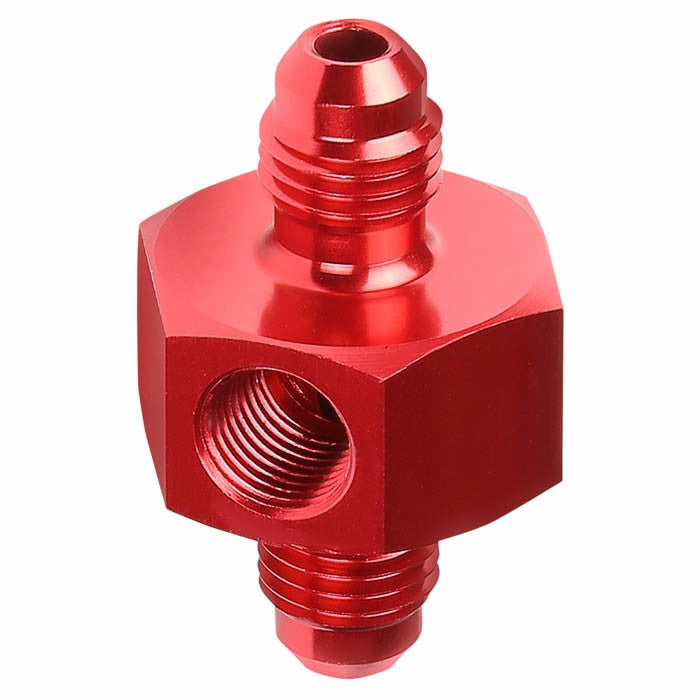 Red Aluminum Male Flare Union 1/8&quot; NPT Side Port Pressure 4AN Fitting Adapter BuildFastCar