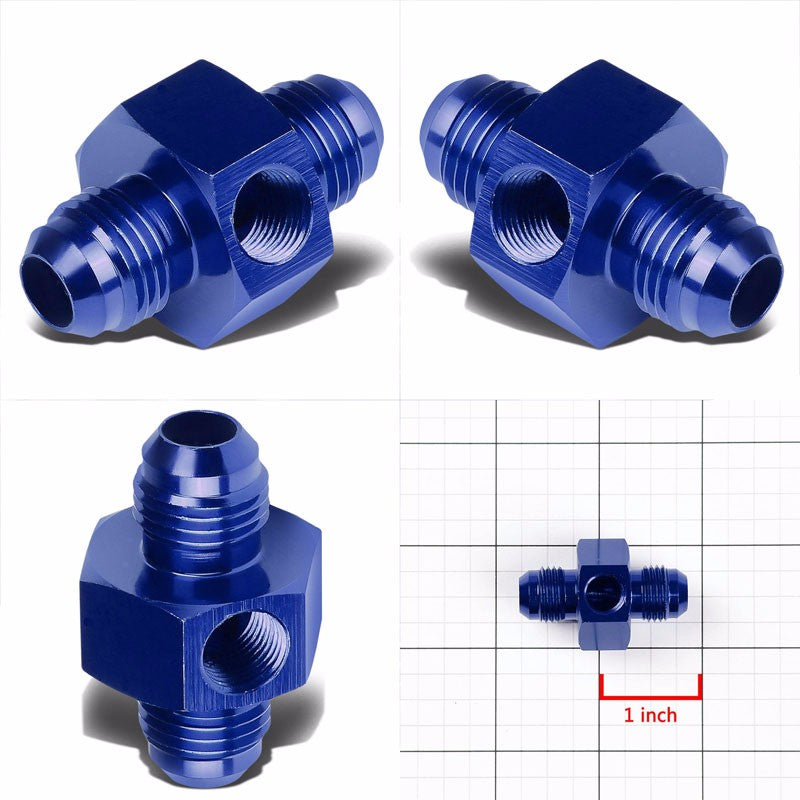 Blue Aluminum Male Flare Union 1/8" NPT Side Port Pressure 6AN Fitting Adapter BuildFastCar