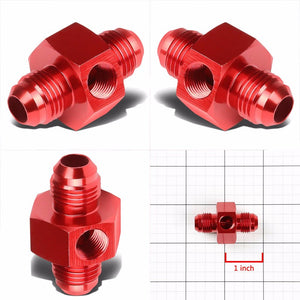 Red Aluminum Male Flare Union 1/8" NPT Side Port Pressure 6AN Fitting Adapter BuildFastCar