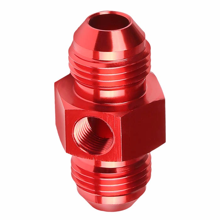 Red Aluminum Male Flare Union 1/8" NPT Side Port Pressure 8AN Fitting Adapter BuildFastCar