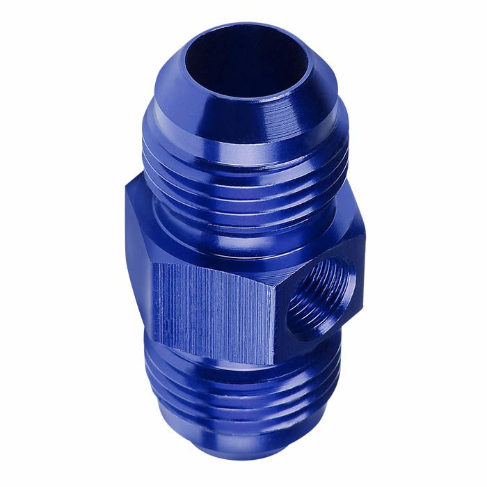 Blue Aluminum Male Flare Union 1/8" NPT Side Port Pressure 10AN Fitting Adapter BuildFastCar