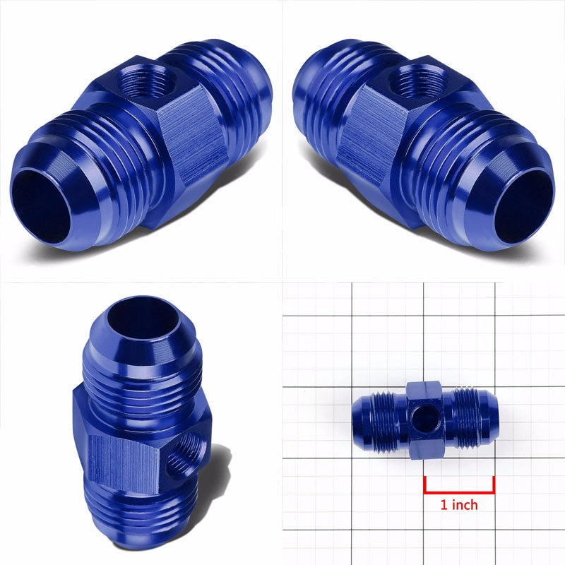 Blue Aluminum Male Flare Union 1/8" NPT Side Port Pressure 10AN Fitting Adapter BuildFastCar