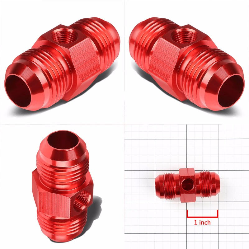 Red Aluminum Male Flare Union 1/8" NPT Side Port Pressure 10AN Fitting Adapter BuildFastCar