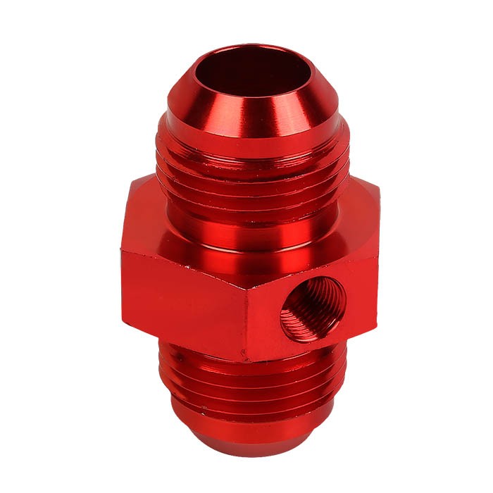Red Aluminum Male Flare Union 1/8" NPT Side Port Pressure 12AN Fitting Adapter BuildFastCar