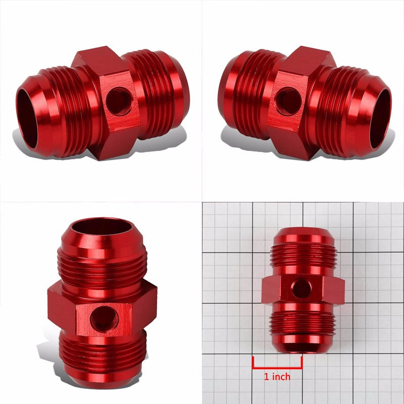 Red Aluminum Male Flare Union 1/8" NPT Side Port Pressure 16AN Fitting Adapter BuildFastCar
