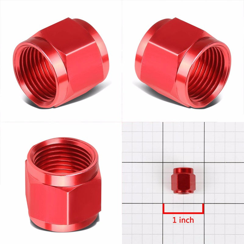 Red Aluminum Female Tube/Line Sleeve Nut Flare Oil/Fuel 3AN Fitting Adapter BuildFastCar