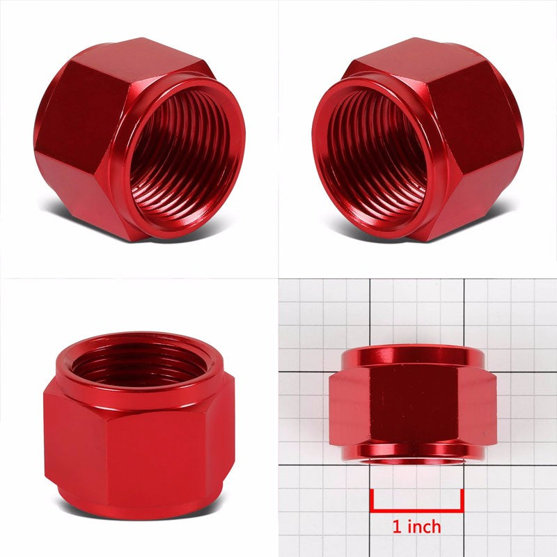 Red Aluminum Female Tube/Line Sleeve Nut Flare Oil/Fuel 16AN Fitting Adapter BuildFastCar