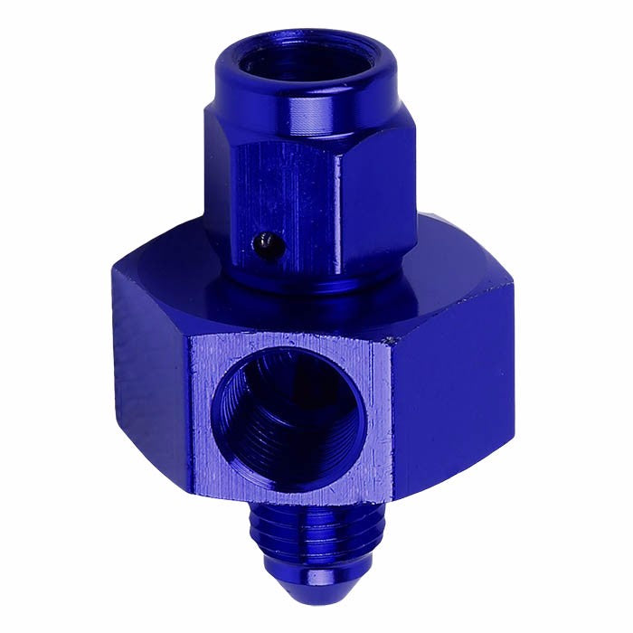 Blue Female/Male+1/8&quot; NPT Side Port Oil/Fuel Pressure 3AN-3AN Fitting Adapter BuildFastCar