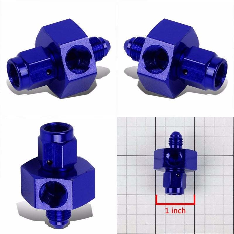 Blue Female/Male+1/8" NPT Side Port Oil/Fuel Pressure 3AN-3AN Fitting Adapter BuildFastCar