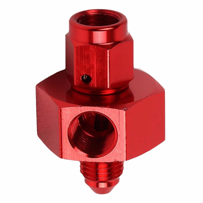 Red Female/Male+1/8" NPT Side Port Oil/Fuel Pressure 3AN-3AN Fitting Adapter BuildFastCar
