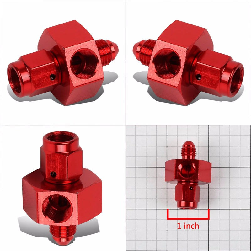 Red Female/Male+1/8" NPT Side Port Oil/Fuel Pressure 3AN-3AN Fitting Adapter BuildFastCar