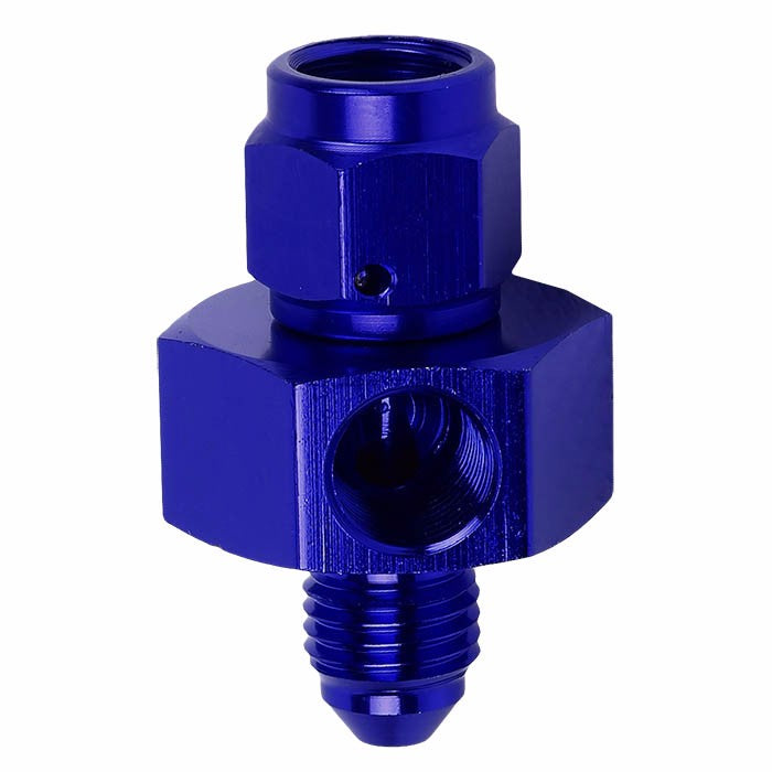 Blue Female/Male+1/8" NPT Side Port Oil/Fuel Pressure 4AN-4AN Fitting Adapter BuildFastCar