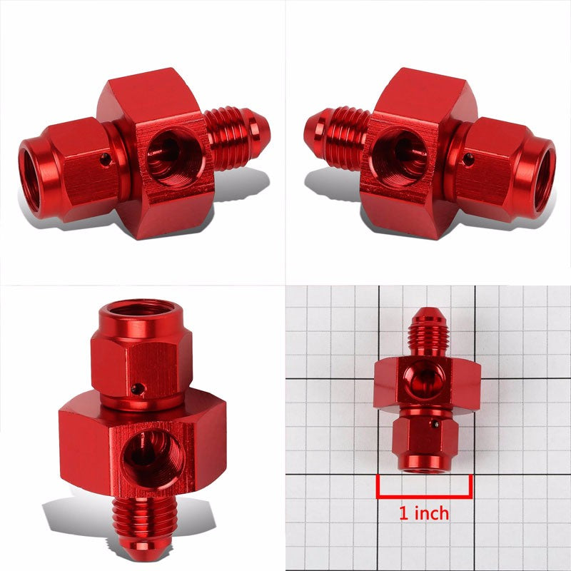 Red Female/Male+1/8" NPT Side Port Oil/Fuel Pressure 16AN-16AN Fitting Adapter BuildFastCar