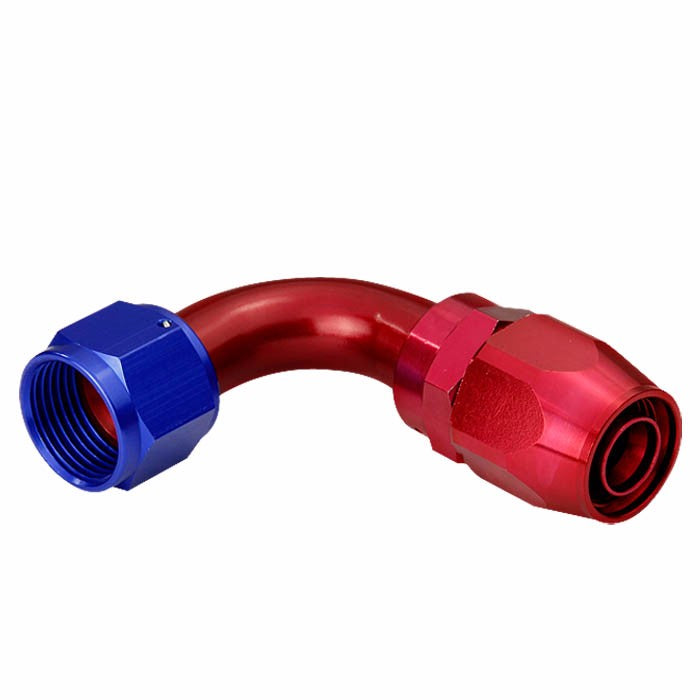 Red/Blue 90 Degree Swivel Seal Oil/Fuel/Fluid Flare Hose 12AN Fitting Adapter BuildFastCar