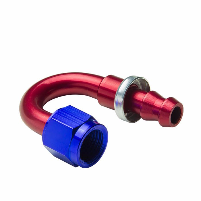 Red/Blue 180 Degree Push-On Swivel Oil/Fuel/Fluid Line/Hose 6AN Fitting Adapter BuildFastCar