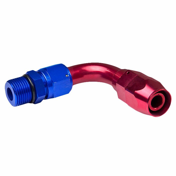 Red/Blue 90 Degree Swivel Oil/Fuel/Fluid Extended Hose End 12AN Fitting Adapter BuildFastCar