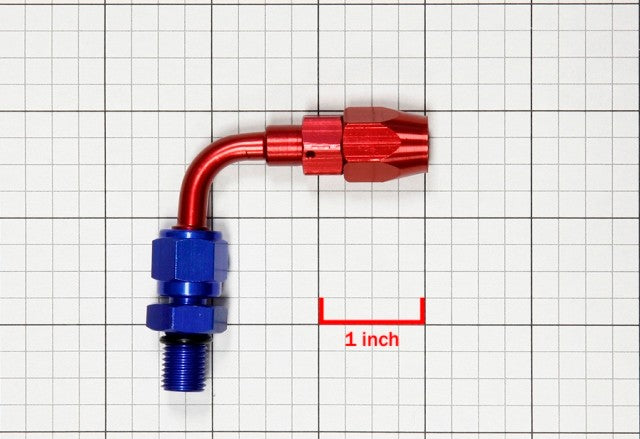 Red/Blue 90 Degree Swivel Oil/Fuel/Fluid Extended Hose End 4AN Fitting Adapter BuildFastCar