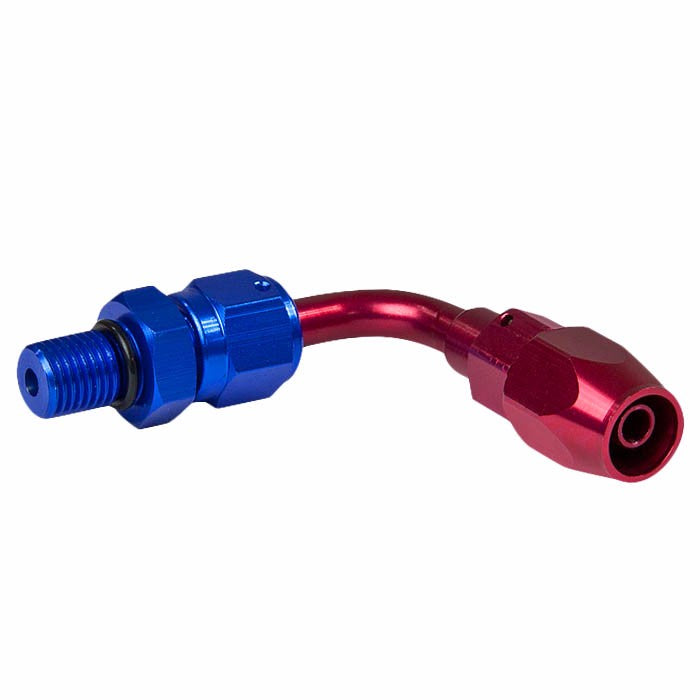 Red/Blue 90 Degree Swivel Oil/Fuel/Fluid Extended Hose End 4AN Fitting Adapter BuildFastCar