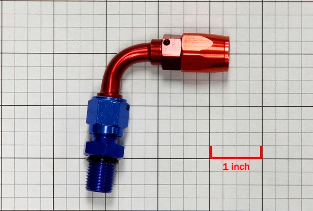 Red/Blue 90 Degree Swivel Oil/Fuel/Fluid Extended Hose End 6AN Fitting Adapter BuildFastCar