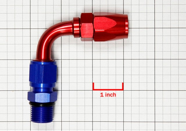 Red/Blue 90 Degree Swivel Oil/Fuel/Fluid Extended Hose End 8AN Fitting Adapter BuildFastCar