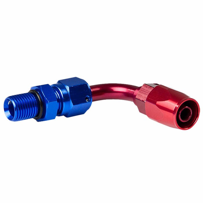 Red/Blue 90 Degree Swivel Oil/Fuel/Fluid Extended Hose End 8AN Fitting Adapter BuildFastCar