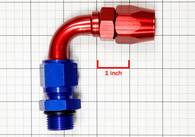 Red/Blue 90 Degree Swivel Oil/Fuel/Gas/Fluid Hose End 10AN T8 Fitting Adapter BuildFastCar
