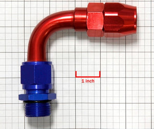Red/Blue 90 Degree Swivel Oil/Fuel/Gas/Fluid Hose End 12AN T8 Fitting Adapter BuildFastCar
