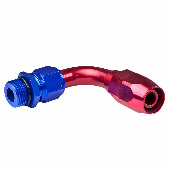 Red/Blue 90 Degree Swivel Oil/Fuel/Gas/Fluid Hose End 12AN T8 Fitting Adapter BuildFastCar