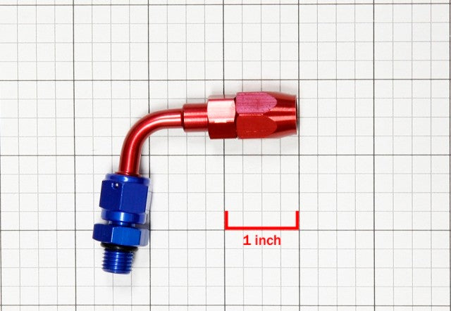 Red/Blue 90 Degree Swivel Oil/Fuel/Gas/Fluid Hose End 4AN T8 Fitting Adapter BuildFastCar
