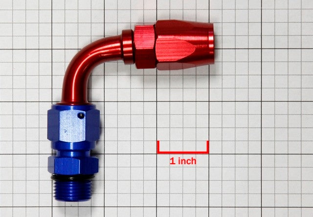 Red/Blue 90 Degree Swivel Oil/Fuel/Gas/Fluid Hose End 8AN T8 Fitting Adapter BuildFastCar