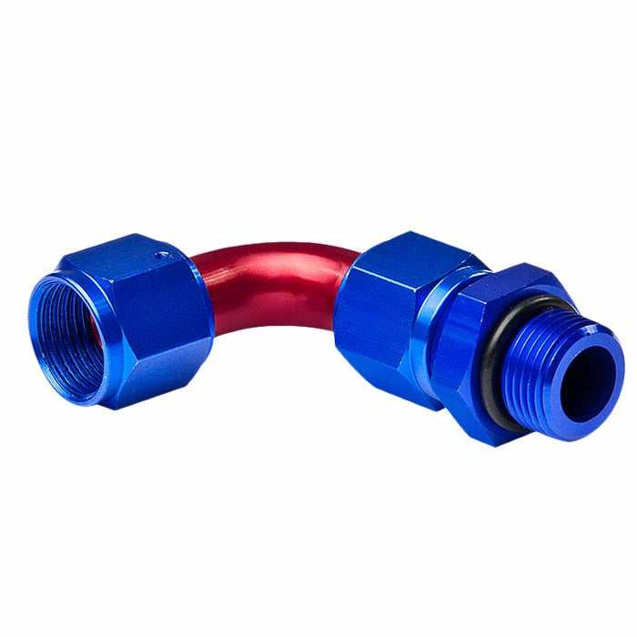 Red/Blue 90 Degree Swivel Oil/Fuel/Gas/Fluid Hose End 10AN T9 Fitting Adapter BuildFastCar