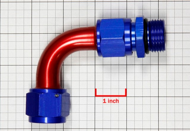 Red/Blue 90 Degree Swivel Oil/Fuel/Gas/Fluid Hose End 12AN T9 Fitting Adapter BuildFastCar
