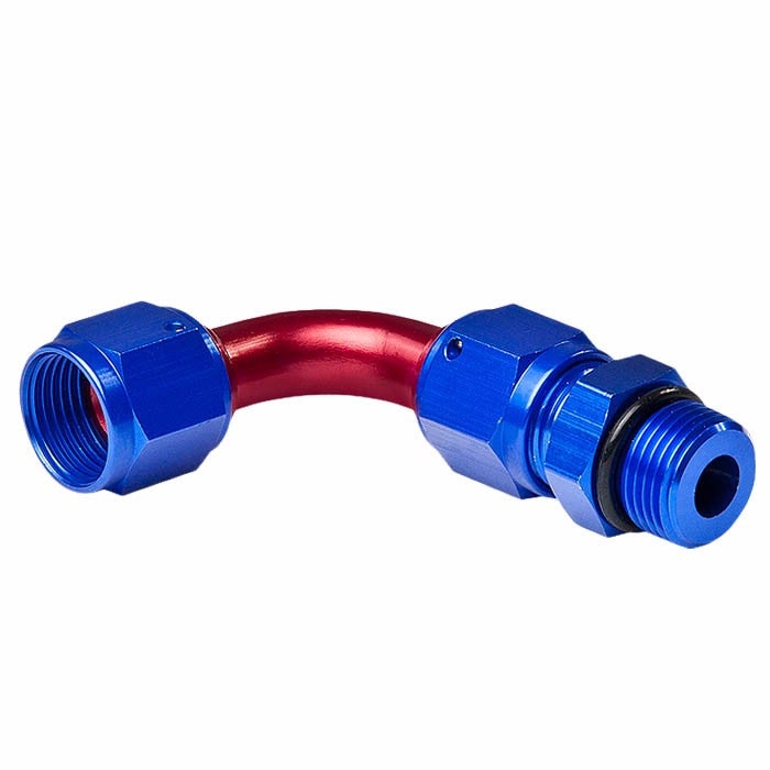 Red/Blue 90 Degree Swivel Oil/Fuel/Gas/Fluid Hose End 4AN T9 Fitting Adapter BuildFastCar