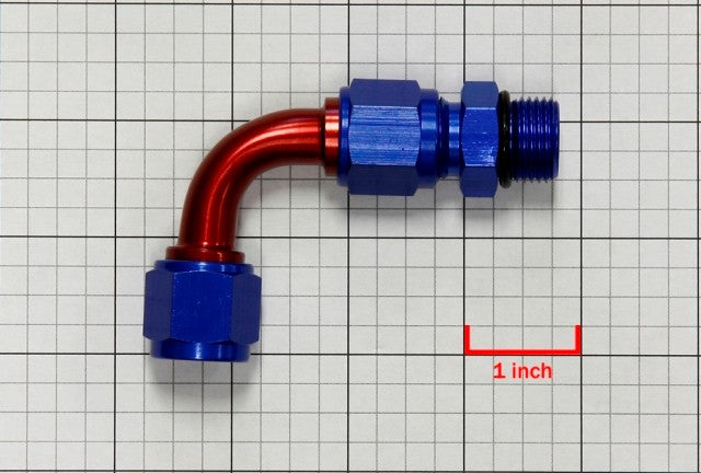 Red/Blue 90 Degree Swivel Oil/Fuel/Gas/Fluid Hose End 8AN T9 Fitting Adapter BuildFastCar