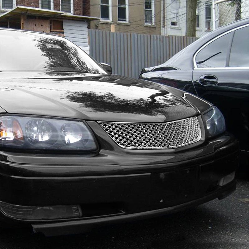 Chrome Diamond Mesh Style Front Grille For 00-05 Impala Base/LS/SS V6 3.4L/3.8L-Exterior-BuildFastCar