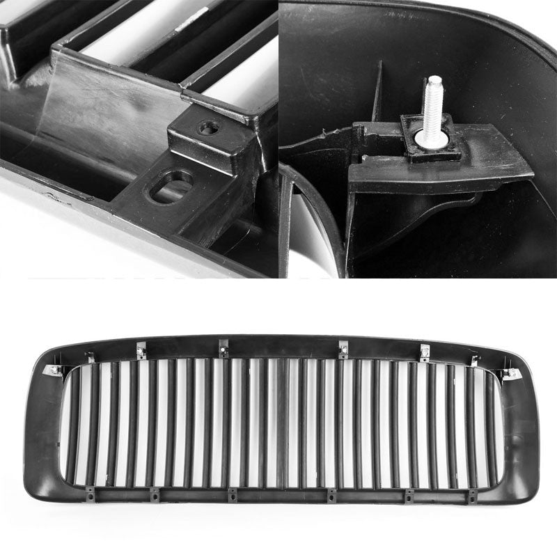 Black Vertical Style Replacement Grille For 02-05 Ram 1500/2500/3500 V8/V10-Exterior-BuildFastCar