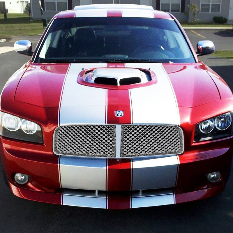 Chrome Diamond Mesh Style Replacement Grille For Dodge 06-10 Charger LX V6/V8-Exterior-BuildFastCar