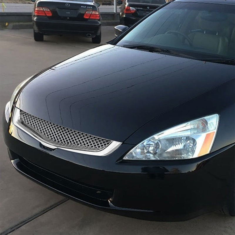 Chrome Type-R Mesh Style Front Grille For 03-05 Honda Accord DX/EX 2.4L/3.0L-Grilles-BuildFastCar