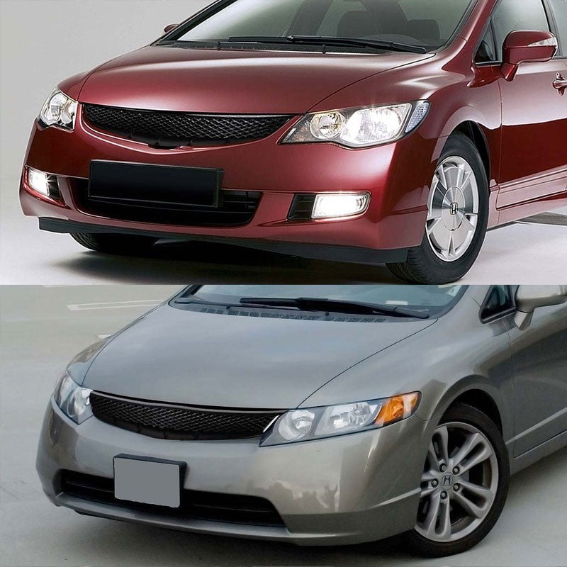 Black Diamond Mesh Style Replacement Front Grille For 06-08 Civic FG1 SOHC/DOHC-Exterior-BuildFastCar